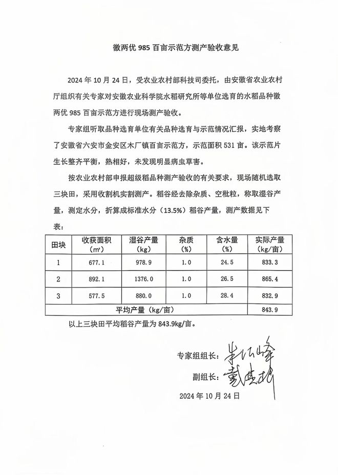 16878斤亩！徽两优985品种创百亩示范方种植高产纪录(图3)